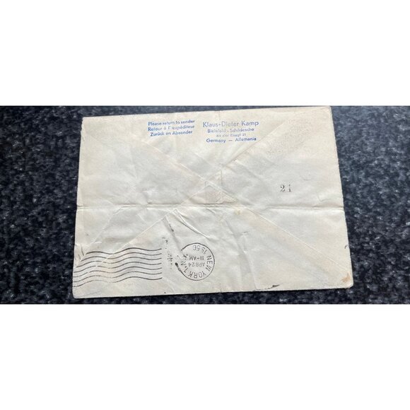 Vtg 1956 Opening Flight Hamburg-Dusseldorf Paris - New York By Airmail By Plane - Picture 4 of 6